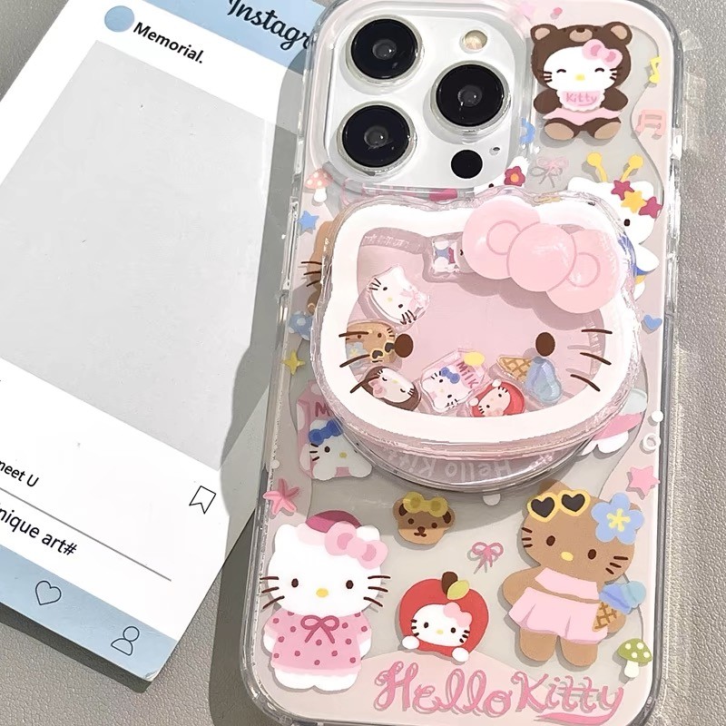 เคสไอโฟน 16 plus iphone 16 case น่ารัก hellokitty Shaking Music Magnetic Bracket เหมาะสําหรับ iPhone