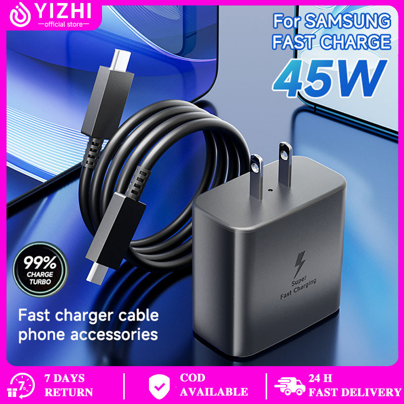 YIZHI FLK Samsung 45W Super Fast Charger Type-C ถึง Type-C Wall Charger Kit PD 3.0 Travel Power Adap