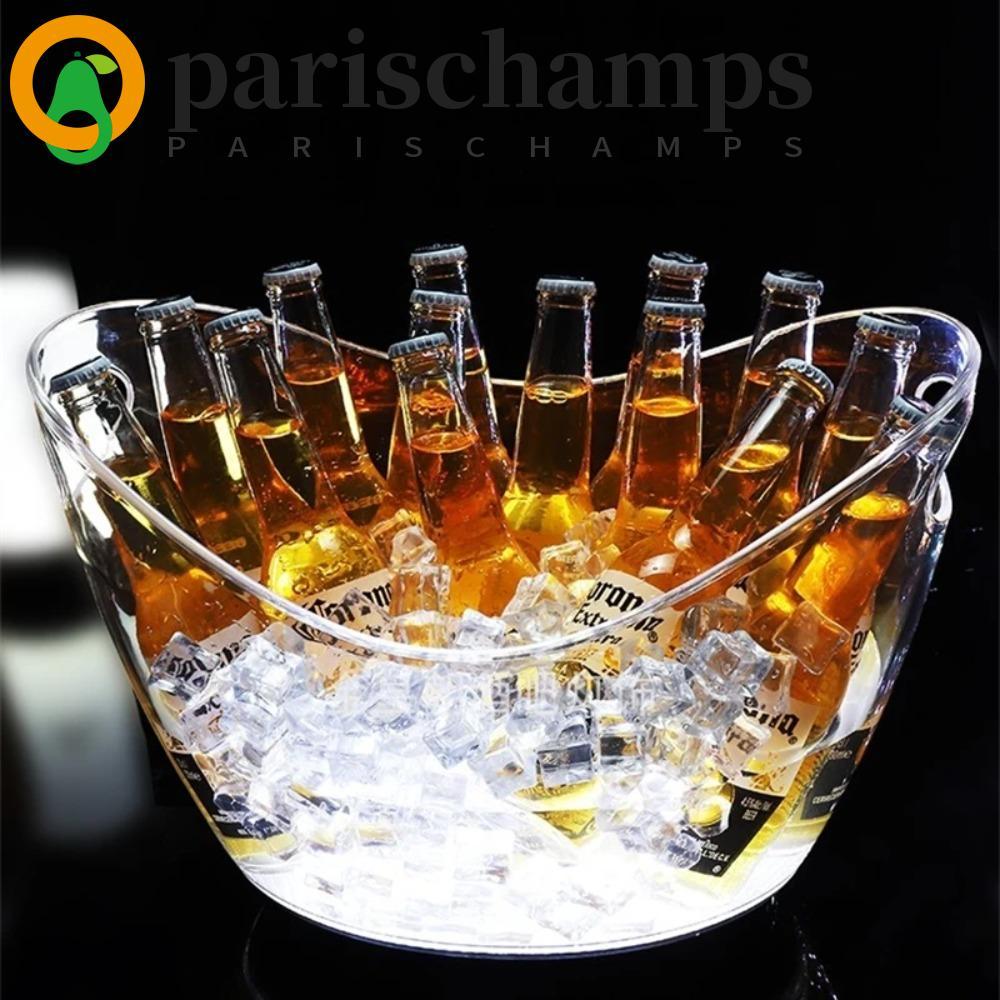 PARISCHAMPS ถังน้ําแข็งใสป้องกันการตก 4/8/12L, อะคริลิคแบบพกพาความจุขนาดใหญ่ขวดทองอ่อน Ice Cooler Cl