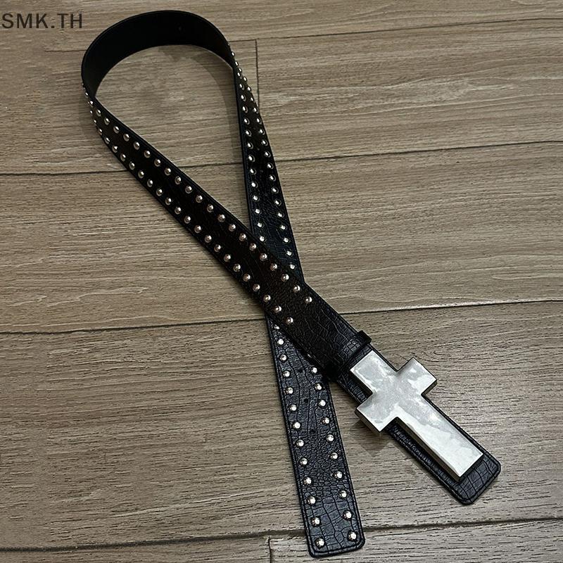[SMK] Crale-Patterned Studded Metal Cross Belt Subculture Gothic Punk Dark-Style Outfit Accessory [T
