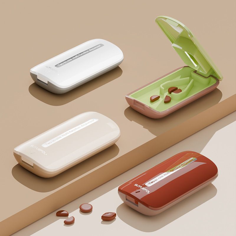 เครื่องตัดยา One-Quarter Cutter One-Quarter One-Quarter Multi-Function Pill Box 4.6
