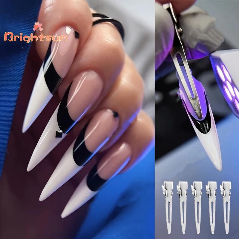 [บาท-ที] คู่มือเล็บฝรั่งเศสคลิปสําหรับเล็บเท้า10ชิ้นชุดตําแหน่งเครื่องมือนํามาใช้ใหม่อะคริลิขยายสําห