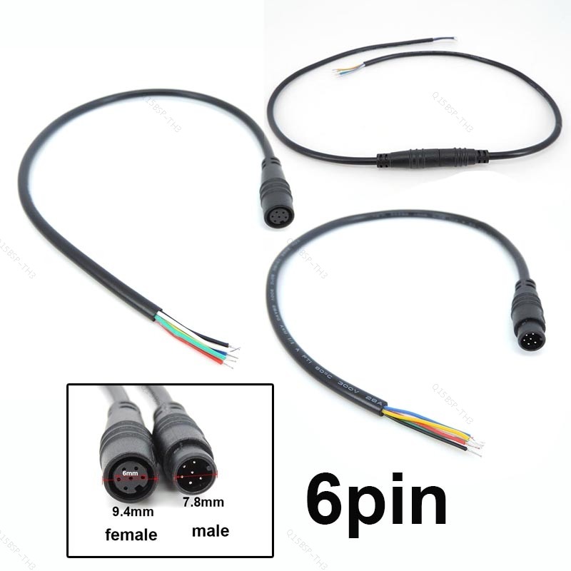 TH15B3_connector สำหรับ ebike ทนทานต่อน้ำ มี 6 pin ขนาด 28AWG เหมาะสำหรับสายเบรค DC