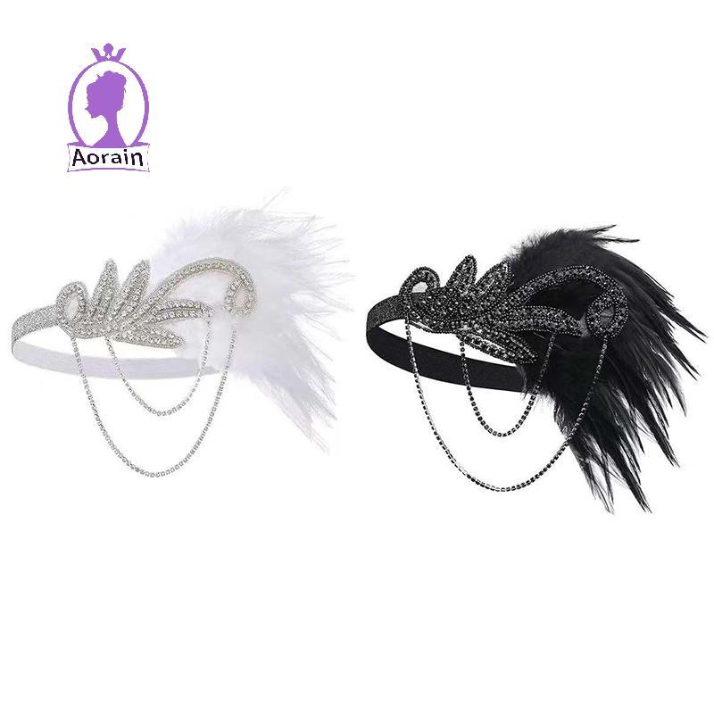 # ANTH # 1920s Flapper Dress Accessories Retro Party Props สําหรับงานแต่งงานสาว Rhinestone sels Head