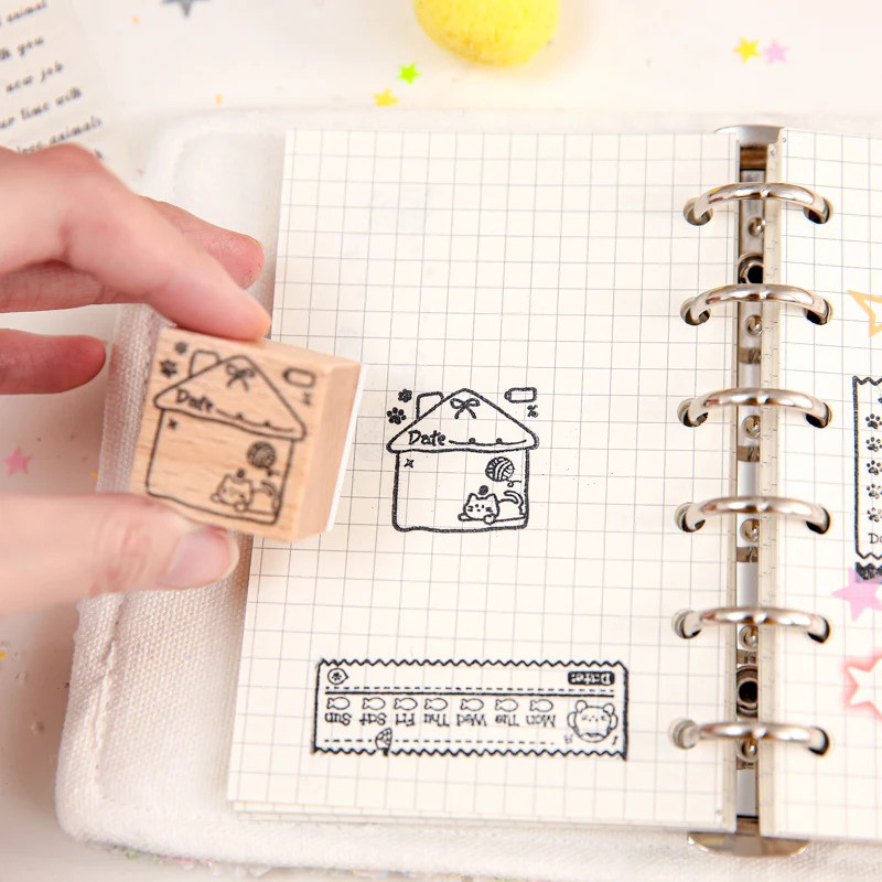 Journal GO แมวน่ารักแสตมป์ไม้สําหรับ DIY Stamping Junk Journal ป้ายการ์ด Scrapbooking Meow Seal Craft งานอดิเรกมาตรฐานแสตมป์ - รูปที่ 3