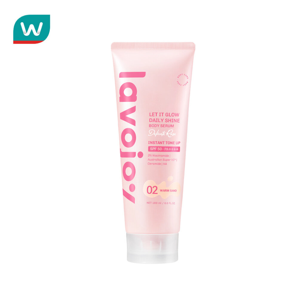 Lavojoy ลาโวจอย บอดี้ เซรั่ม โทน อัพ เดลิเคท โรส 02 วอร์ม แซนด์ SPF50 PA++++ 180 มล.