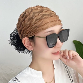 (บริการจัดส่งในพื้นที่) สง่างาม ระบายอากาศลูกไม้ตาข่ายหมวกผู้หญิงสไตล์ผ้าคลุมศีรษะเพื่อปกปิดผมหงอกสวมใส่ทุกวัน