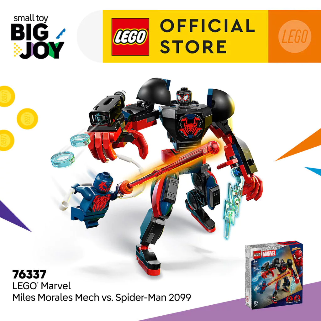 LEGO Super Heroes Marvel 76337 Miles Morales Mech vs. Spider-Man 2099 (135pcs.), Building Blocks, Kids Toy