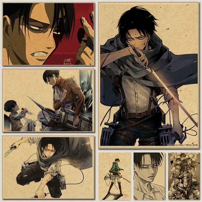 Attack on Titan Levi Ackerman อะนิเมะผ้าใบ Wall Art โปสเตอร์พิมพ์สําหรับตกแต่งบ้านห้องนั่งเล่น