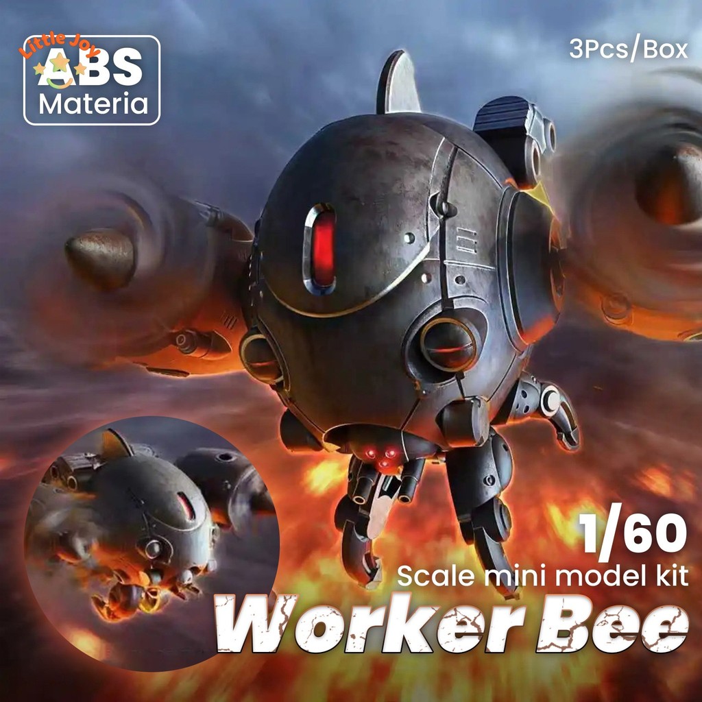 Sheik แผ่นดินใหญ่ 3 ชิ้น/กล่อง 3MIN Project Worker Bee Fighter Assembly Mecha Kit 1/60 ขนาด ABS วัสด