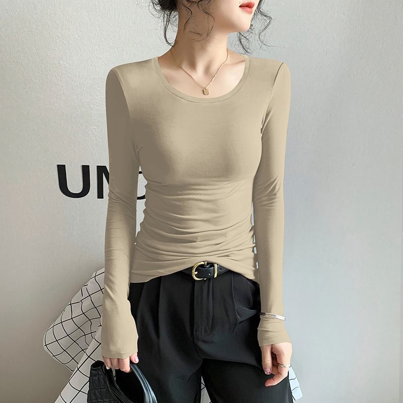 เกาหลีเกาหลี2026 ModalรอบคอBottomingเสื้อผู้หญิงสไตล์ใหม่2024ฤดูใบไม้ผลิฤดูใบไม้ร่วงแฟชั่นภายในแขนยา