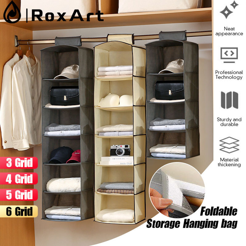 Roxart ที่เก็บของมัลติฟังชั่น แบบแขวน 3-6 ชั้น ที่เก็บกระเป๋า ชั้นเก็บของ ที่เก็บของอเนกประสงค์
