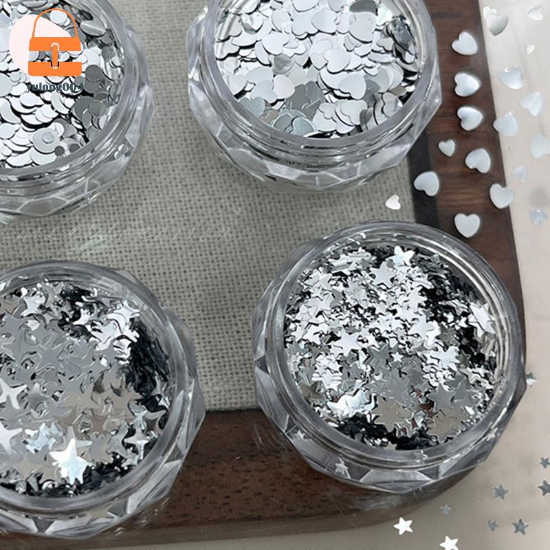 [PE] 1 กล่อง 3D Round Heart Star Nail Art Charms เลื่อมเล็บ Flake Silvery Shiny Charms อุปกรณ์เสริม TH - รูปที่ 5