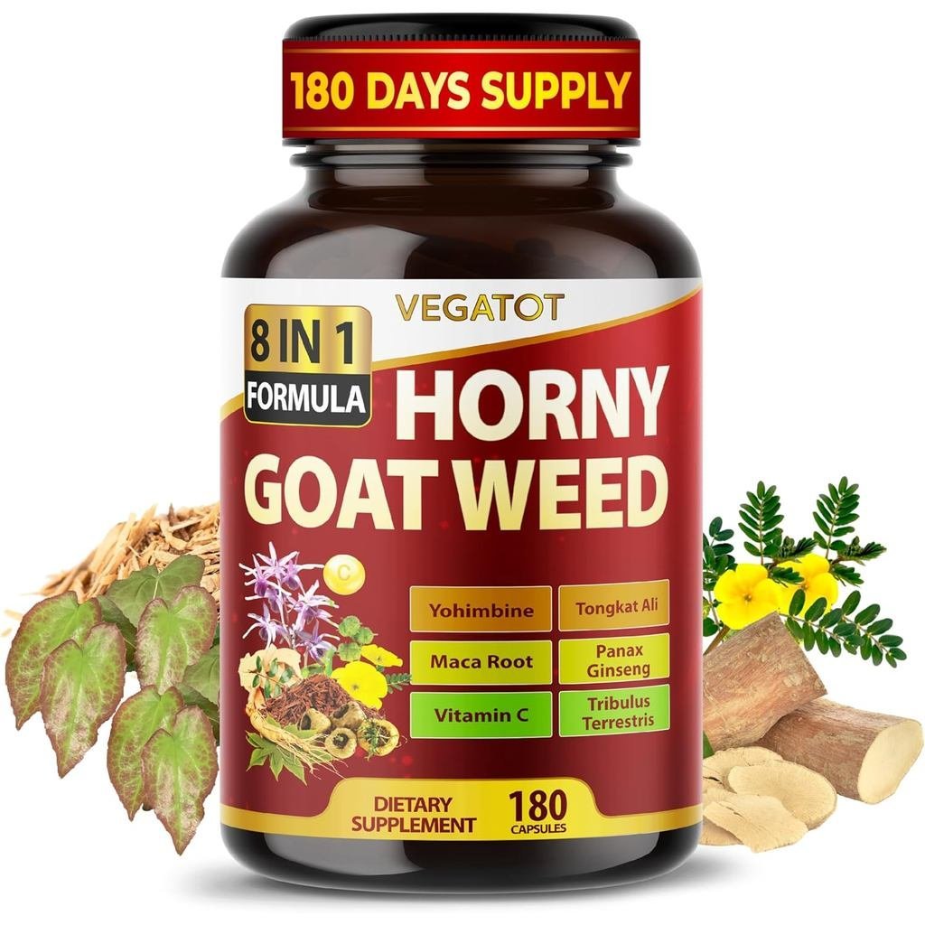 Horny Goat Weed 600 มก. พร้อม Yohimbine, Tongkat Ali, Maca, Tribulus & Panax Ginseng – 8-in-1 Streng