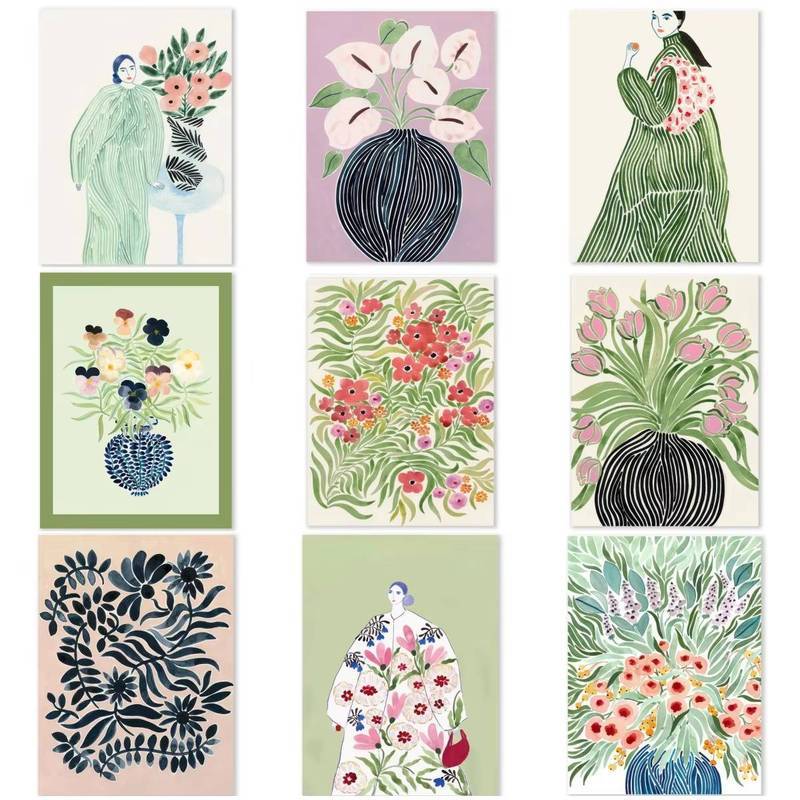 บทคัดย่อ Aesthetics Tulip Violets แจกันผู้หญิงเสื้อดอกไม้โปสเตอร์ไม่มีกรอบผ้าใบภาพวาด Wall Art สําหรับอาหารห้องครัว Decor