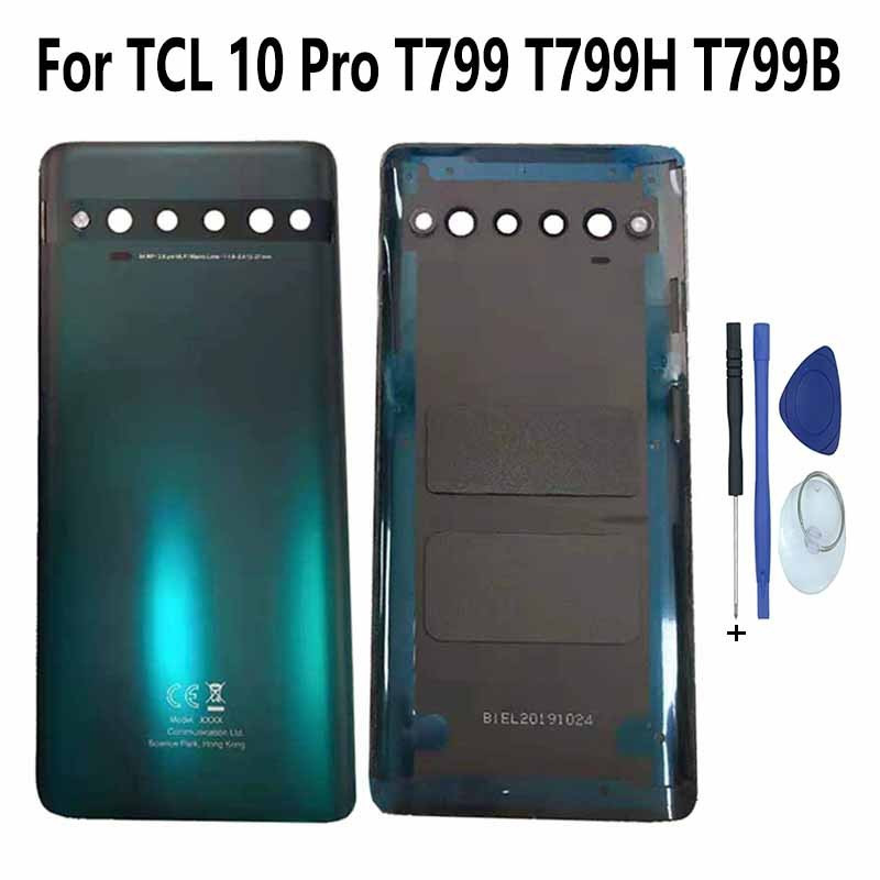 สําหรับ TCL 10 Pro T799 T799B T799H แบตเตอรี่แก้วปกหลังกรณีทนทานแบตเตอรี่ปกหลัง