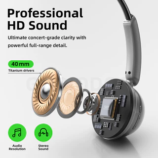GOOJODOQ Headphones Wireless Bluetooth 5.3 Connection Intuitive Control and Voice Assistant น้ําหนักประมาณ 92g