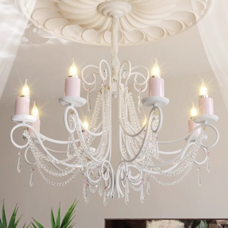 French Crystal Chandelier Living Room Main Light Cream Pastoral Style Princess Room Lighting Dining 