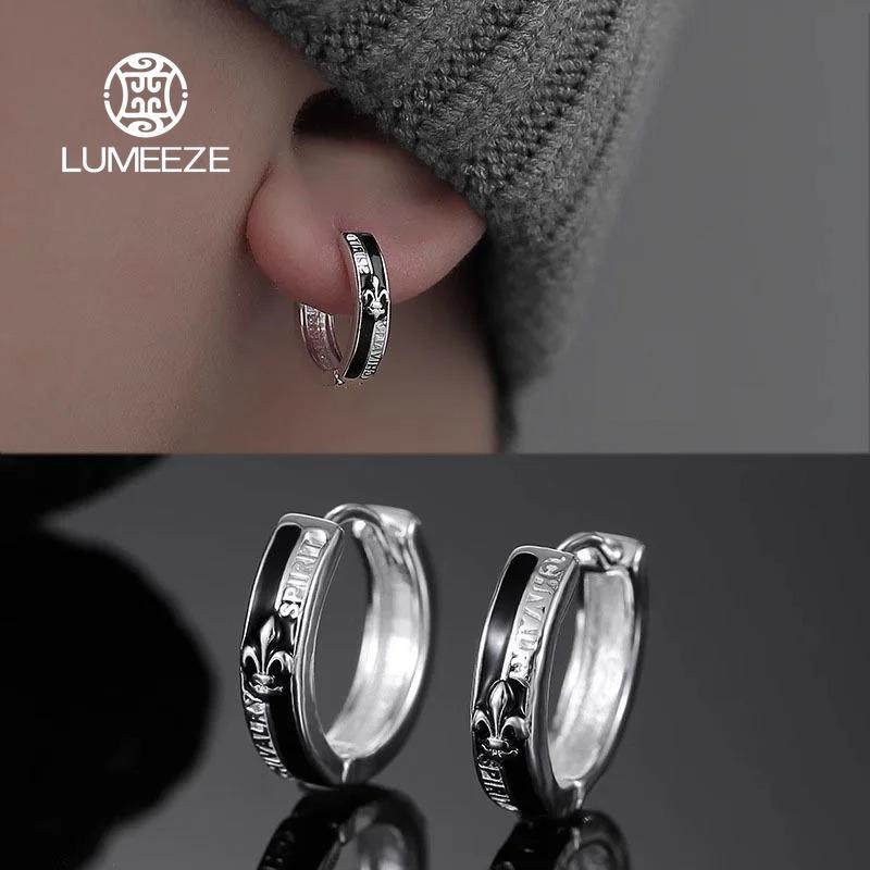 LUMEZE Hip Hop สไตล์อังกฤษ Hoops Ear Stud ต่างหูเจาะสําหรับผู้หญิงผู้ชายอินเทรนด์ Aesthetic เครื่องประดับอุปกรณ์เสริม X189 #
