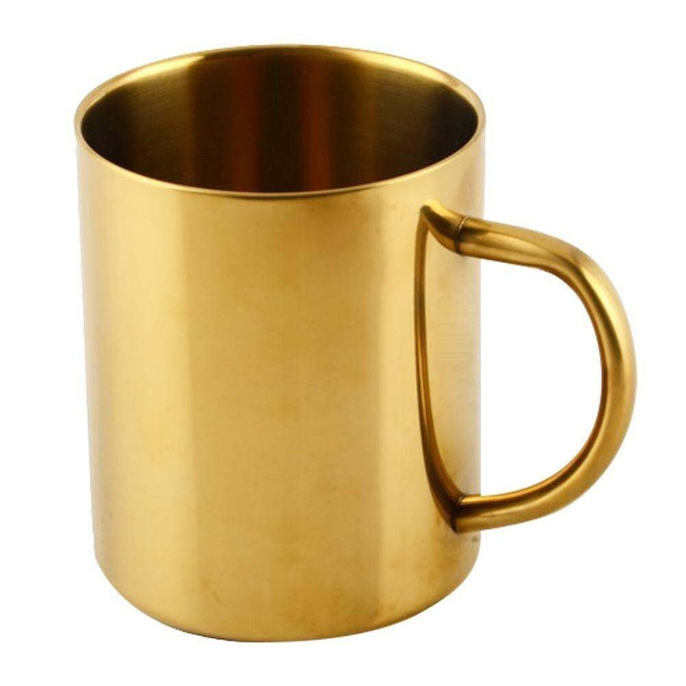Gold/brass tea glass with stainless steel coating, tea/coffee glass, double-layer tea glass I9JW HC6