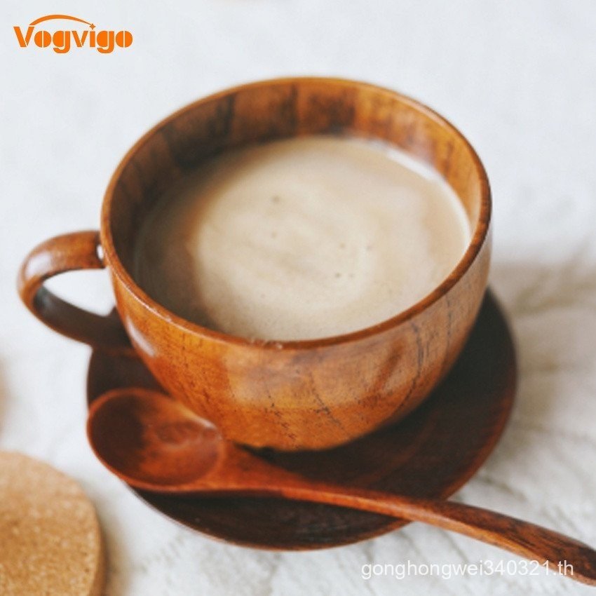 Wood Coffee Cup,Handmade Tea Mugs,Wooden Drinking Cup for Tea, Beer,Water,Juice,Milk 260ml S28T