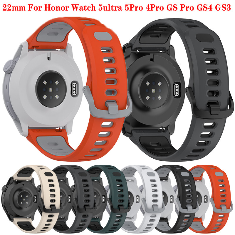 22 มม.สายนาฬิกาซิลิโคนสําหรับ Honor Watch 5 Ultra 5Pro 4Pro GS Pro GS4 GS3 Band Breathable สร้อยข้อม