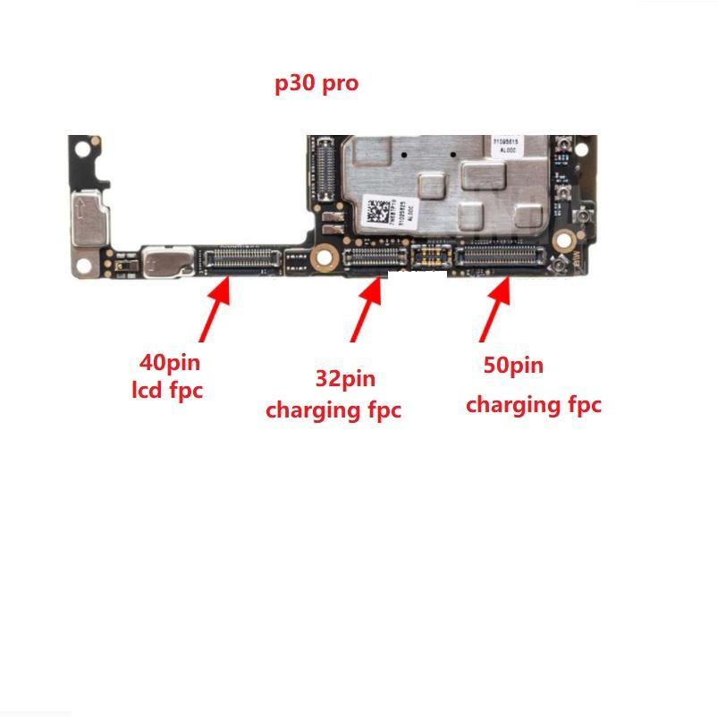2X USB ชาร์จพอร์ต FPC connector สําหรับ Huawei P30 Pro P30Pro Lcd Fpc Logic บนเมนบอร์ด mainboard 50p