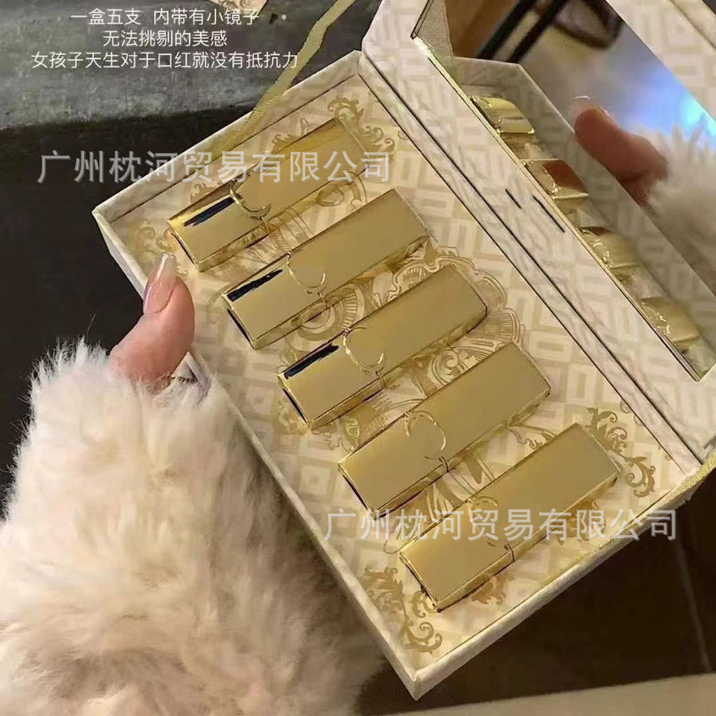 Di Christmas Lipstick Sample Five Piece Set Golden Tube Olympic 999#777#720#200#888#1. กล่องเซ็ตลิปส