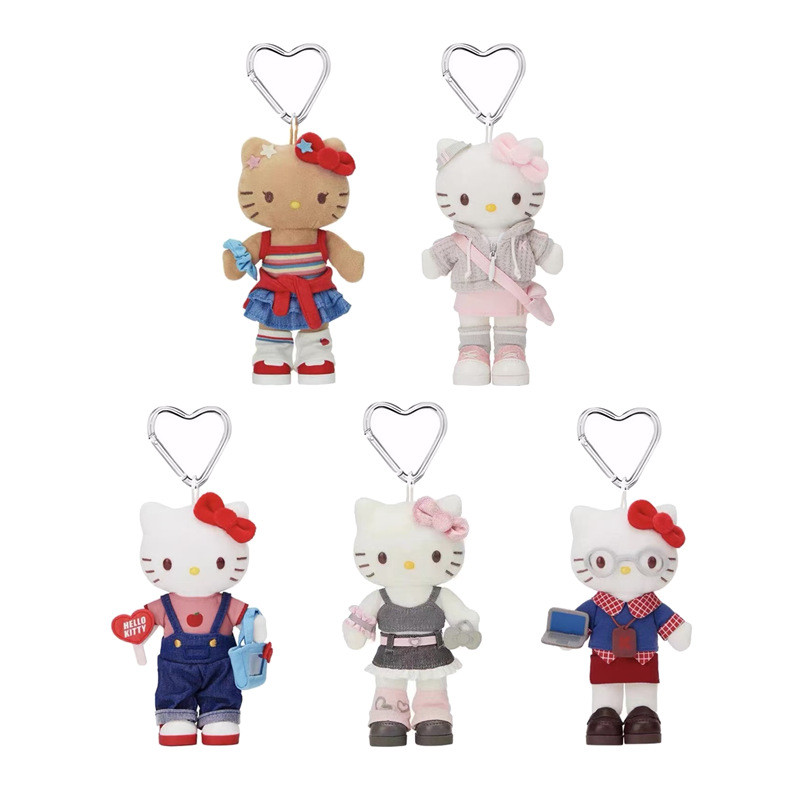 Sanrio Hello Kitty ขายาว Plushie ของเล่นตุ๊กตาน่ารัก KT ความคิดสร้างสรรค์พวงกุญแจกระเป๋าจี้เด็กของขวัญ