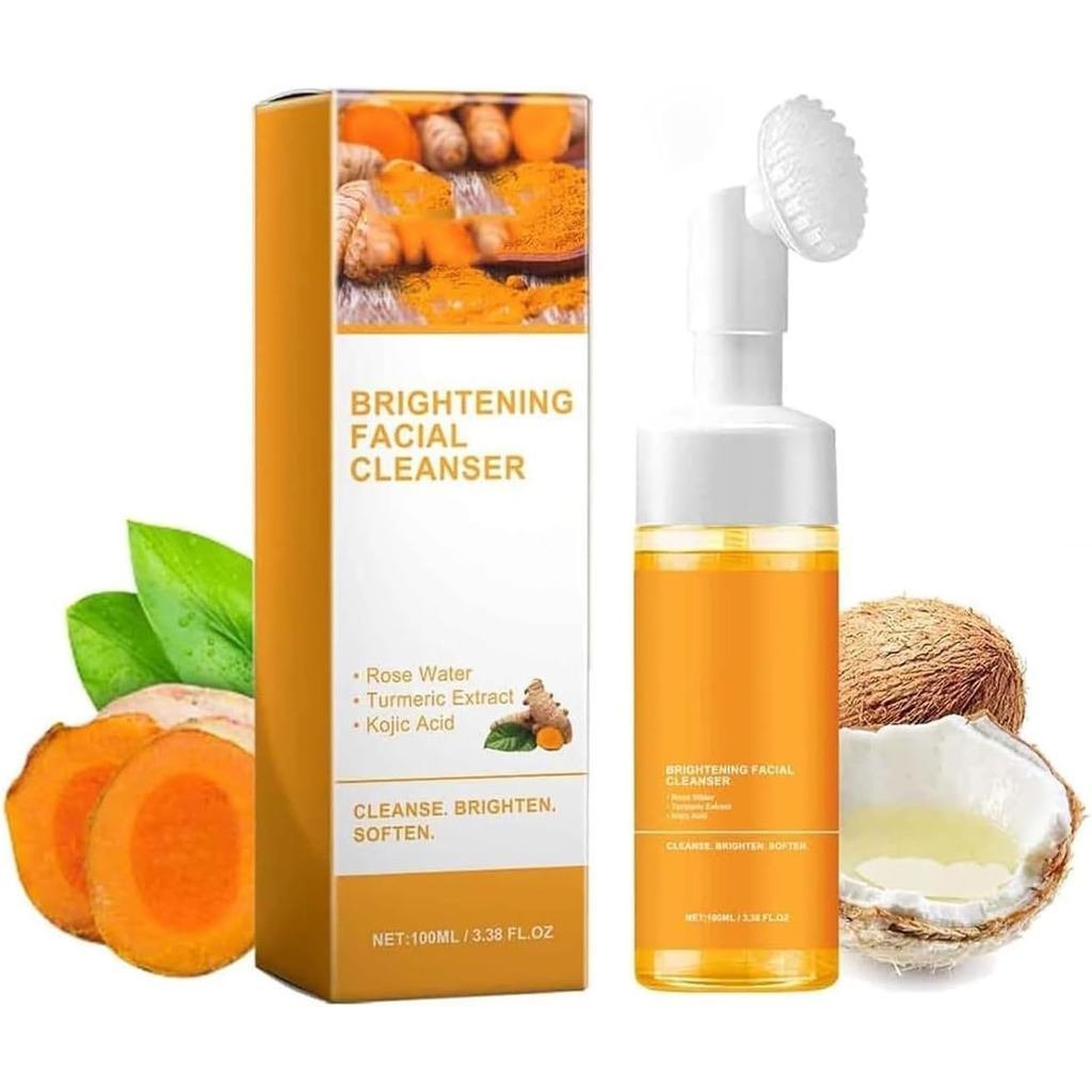 Gevona Pure Glow Cleanser , Sabonete Facial De Cúrcuma Com Pincel , Limpador Espuma 100ml Hidratante