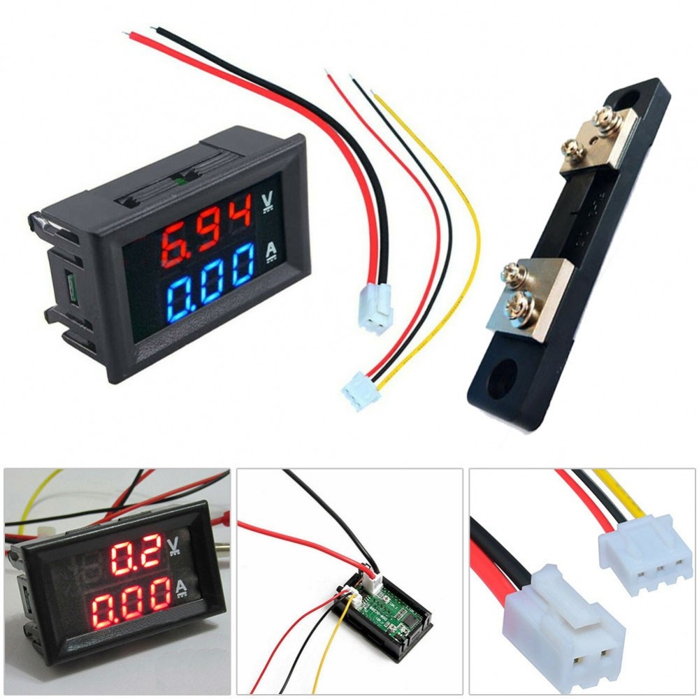 LED Dual Display Digital Voltmeter Ammeter การวัดที่เชื่อถือได้ Red+Red/Red+Blue