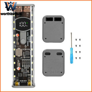 PD 45W ชาร์จเร็วสุด เคสใสแบบชาร์จไฟได้ Weldless 8 ชิ้น 18650…