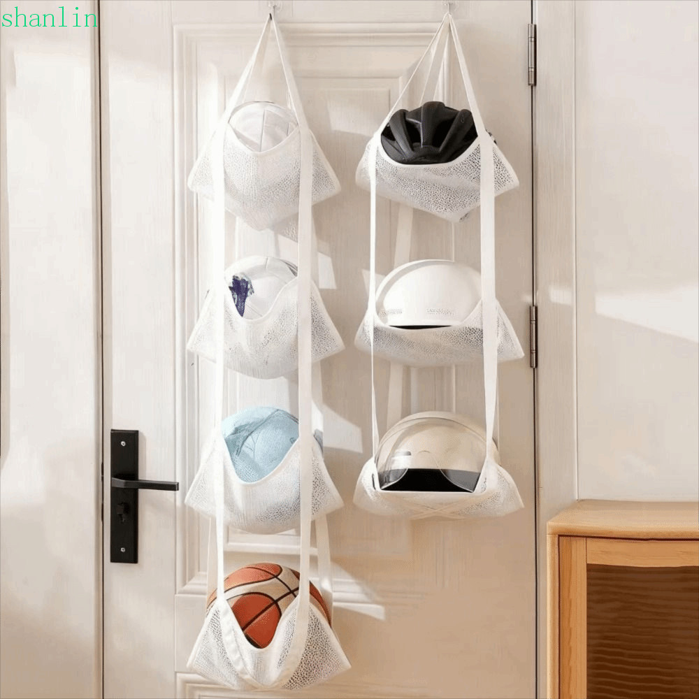 SHANLIN Ball Storage Hanging Bag, Wall Mounting Mesh Storage Hanging Bag, Multi-functional Large Cap