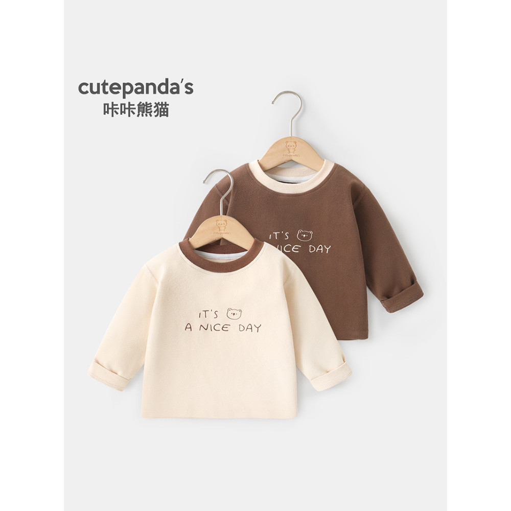 Kaka Panda เสื้อผ้าเด็กเด็กรอบคอ Bottoming เสื้อเด็กชายเสื้อยืดแขนยาวฤดูใบไม้ผลิฤดูใบไม้ร่วงเด็กทารก