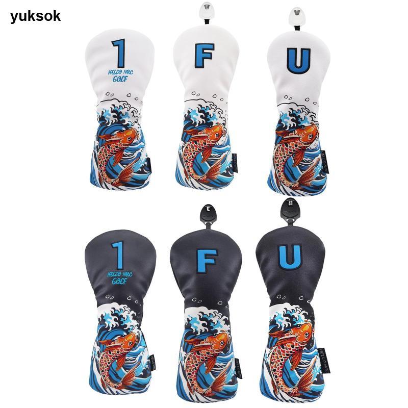 Yuksok Golf Wood Headcover หนัง PU Golfer ของขวัญกอล์ฟคลับ Protector Golf Wood Head Cover