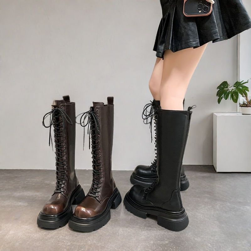 รองเท้าบูทยาวผู้หญิงซิปรองเท้าเพิ่มความสูงแบบมาร์ตินบู๊ท Sakura Futaba