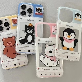 GOOD🔥น่ารักลูกแมวลูกสุนัขเข้ากันได้เคสไอโฟน 11 15 Pro Max 14 12 13 Pro Max XS XR X Max 7 16 14 8 Plus การ์ตูนช้างหมีเคส