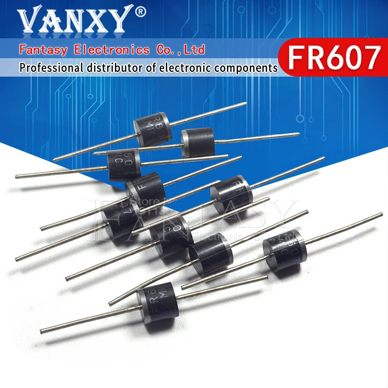 20PCS FR607 6A 1000V R-6 FR605 FR604 FR603 FR602 FR601 FR608 ไดโอดการกู้คืนอย่างรวดเร็ว