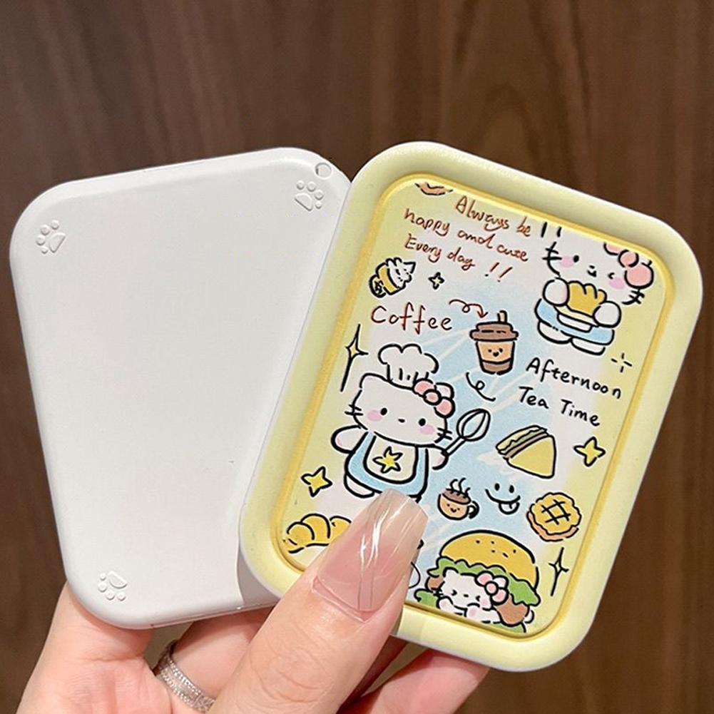 Kt กระจกแต่งหน้าขนาดเล็กพร้อมหวีแบบพกพาน่ารัก Kt Cat พับ Make Up Mirrors ผู้หญิงสาว Y8d8