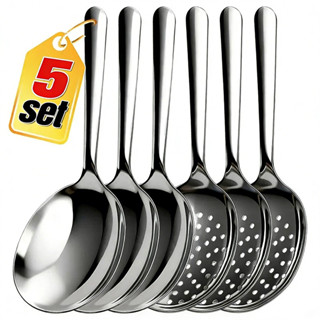 1/2/3/5 ชิ้น 410 สแตนเลสสตีลทัพพีซุปขนาดใหญ่ - สนิมลึก Commu…