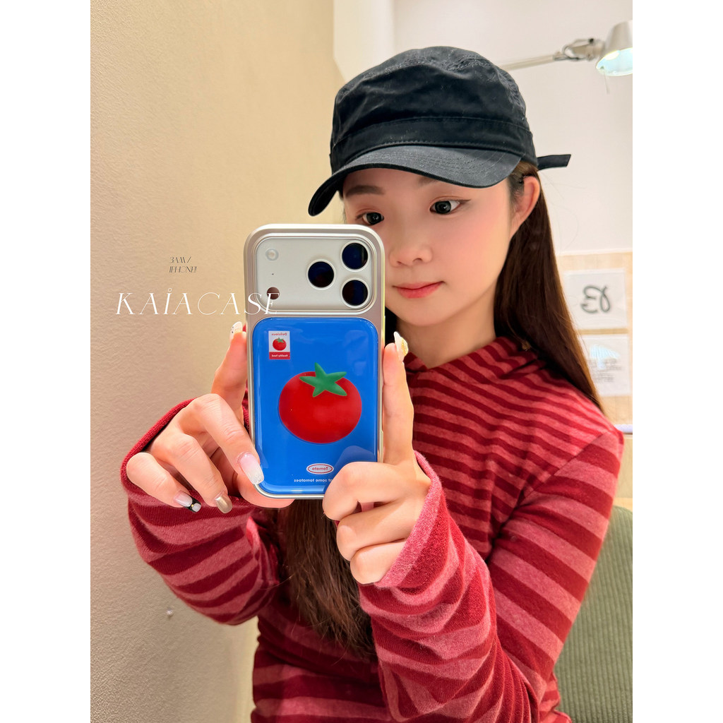 Blue ภาพวาดสีน้ํามันมะเขือเทศเคสโทรศัพท์ Anti-Fall สําหรับ iPhone 17 Promax 16 Promax 15 Promax 11 12 13 14plus 15plus 16e 16plus 15pro 17pro 17air – โปรปัง