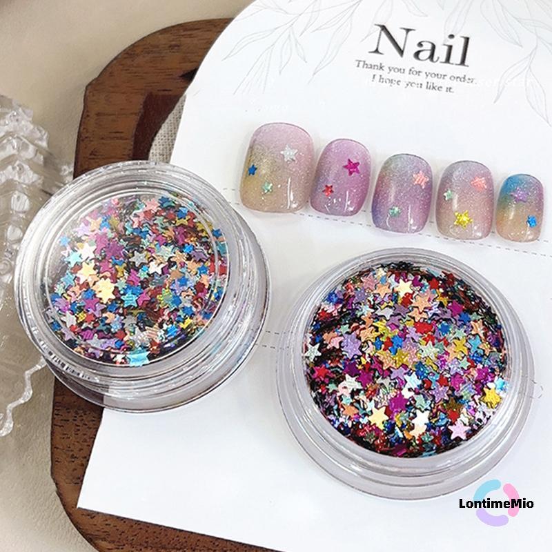 LontimeMio] 1 กล่อง Sparkle Nail Art Glitter Sequins ผสม Star รูปเล็บเลื่อม Paillette Flakes สําหรับเล็บ 3D Decals อุปกรณ์เสริมใหม่