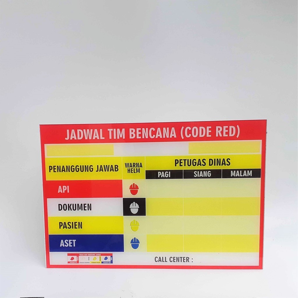 Code Red Board 31.5 cm x 46.5 cm รหัส Red Acrylic K3 รหัส Red Officer List Acrylic