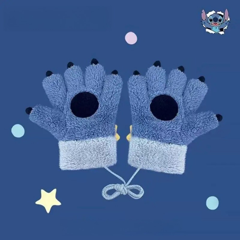 ถุงมือหนากันหนาว Stitch Paws สไตล์การ์ตูน สำหรับผู้หญิง เหมาะสำหรับการขี่จักรยานและสกี