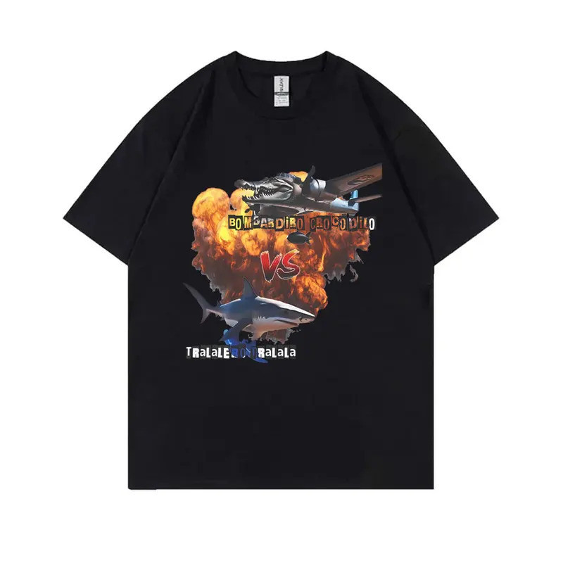 Funny Italian Brainrot Funny Meme T Shirts Bombardiro Crocodilo Crocodile VS Tralalero Tralala Shark