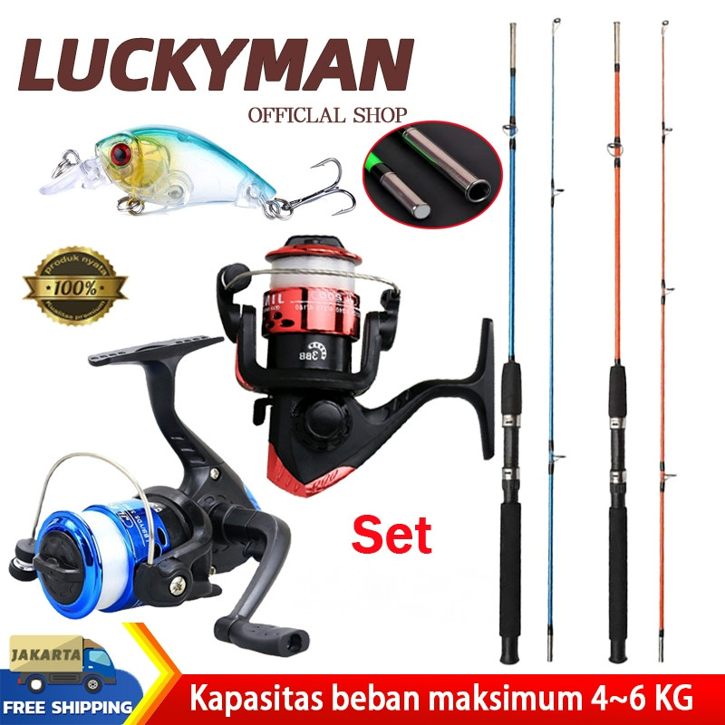 LUCKY MAN ชุดคันเบ็ดตกปลา 1 ชุด/คันเบ็ดคาร์บอนไฟเบอร์แท้/รอกตกปลา/แบบสปินนิ่ง