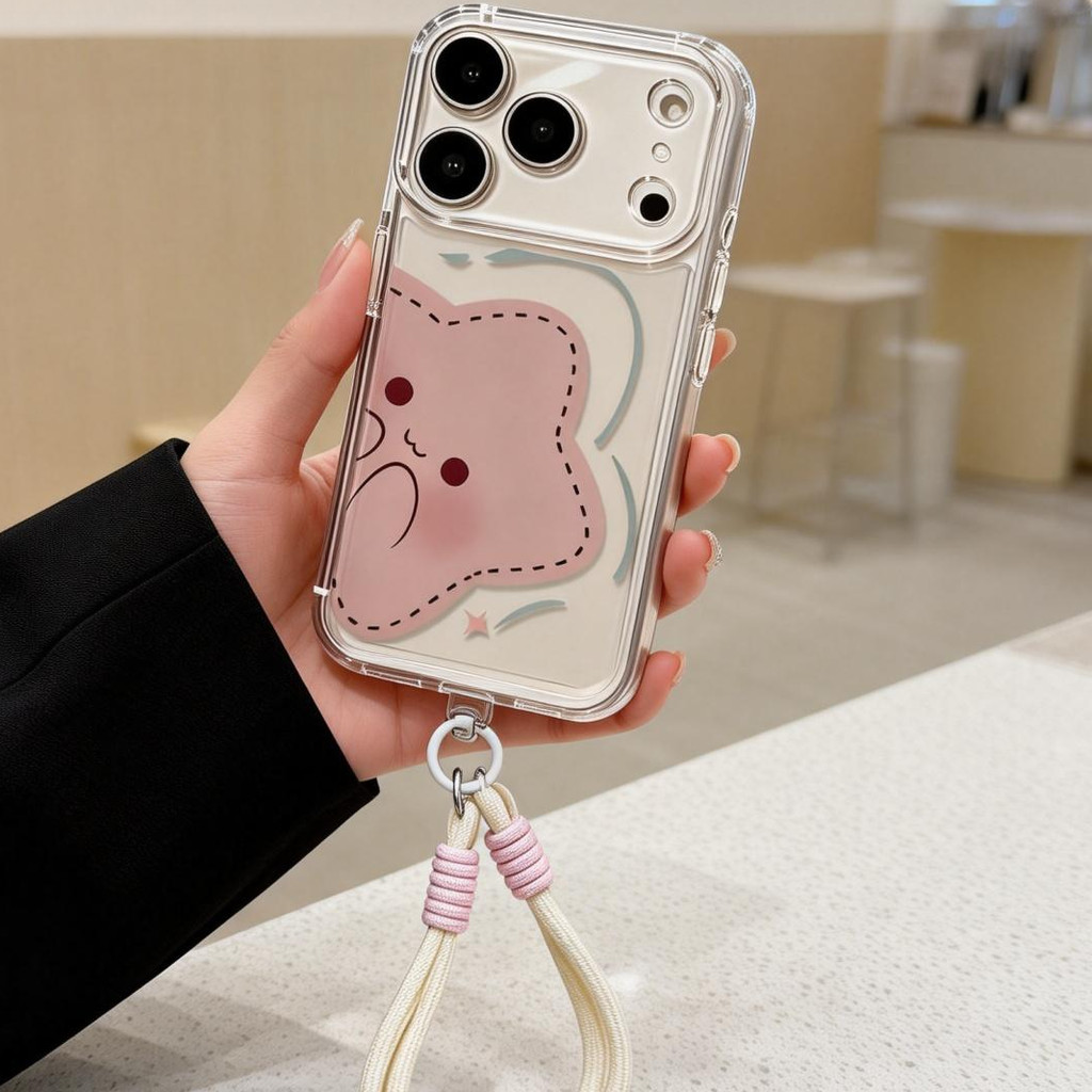 💖Novel💖เคสหุ้มทั้งเครื่องลายดาวน่ารัก พร้อมสายคล้อง เคส iPhone 17PROMAX เคสไอโฟน 16PRO 15 14PLUS 13PRO 12 11-CHXTKK39