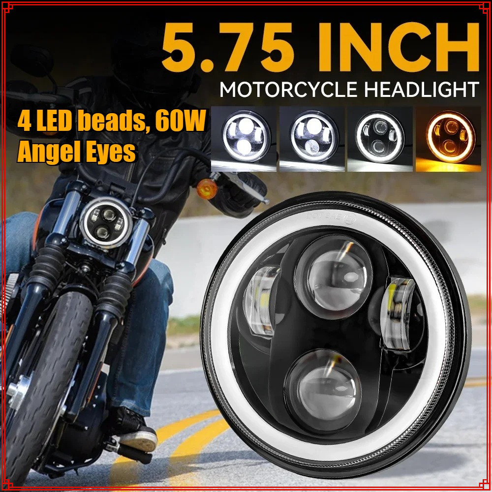 5.75 นิ้ว ไฟหน้า รถจักรยานยนต์ LED สำหรับ Harley Sportster 1200 883 Street 500 750 5-3/4 "ตอร์รอบไฟหน้า
