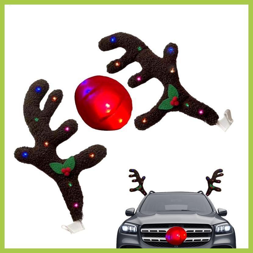 Reindeer Antlers สําหรับรถยนต์วันหยุดภายนอกยานยนต์ตกแต่งคริสต์มาส Reindeer สําหรับเครื่องประดับรถสํา