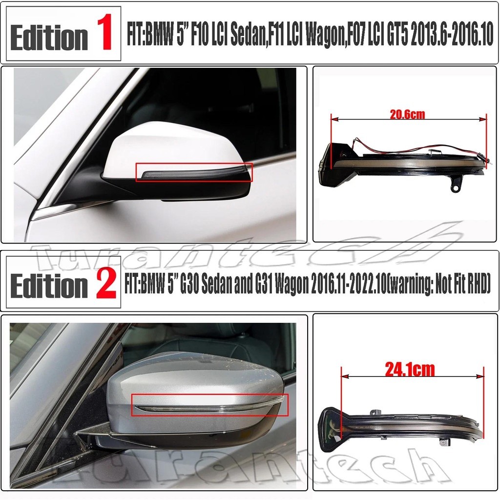 2 ชิ้นไฟเลี้ยวสําหรับ BMW 5 series 528i 528ix 535d 535dx 535i 535ix 550i 550ix Hybrid 5 Amber ฝาครอบ